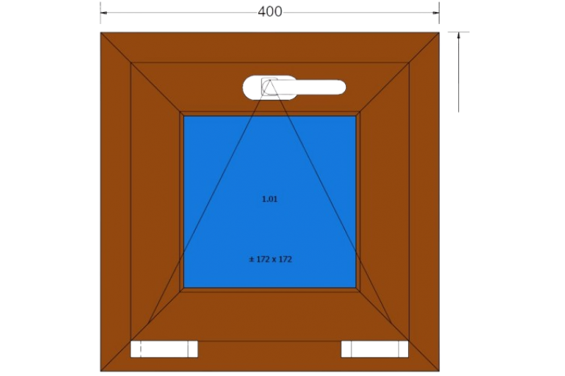 Okno Uchylne 400 x 400 Złoty Dąb Zewnętrzny UK