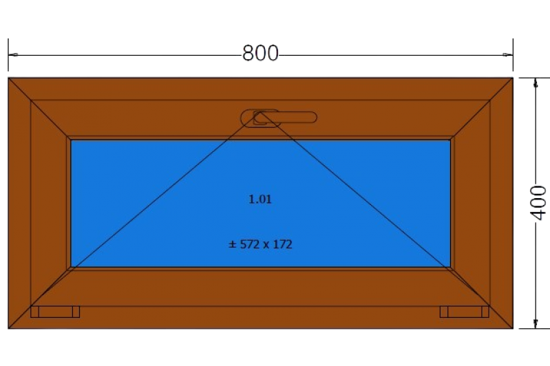 Okno Uchylne 800 x 400 Złoty Dąb Zewnętrzny UK