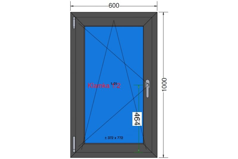Okno Rozwierno Uchylne 600 x 1000 Antracyt Zewnętrzny UK