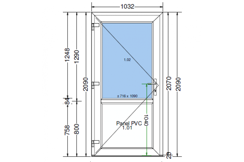 Drzwi PCV 1032 x 2090 Białe D1