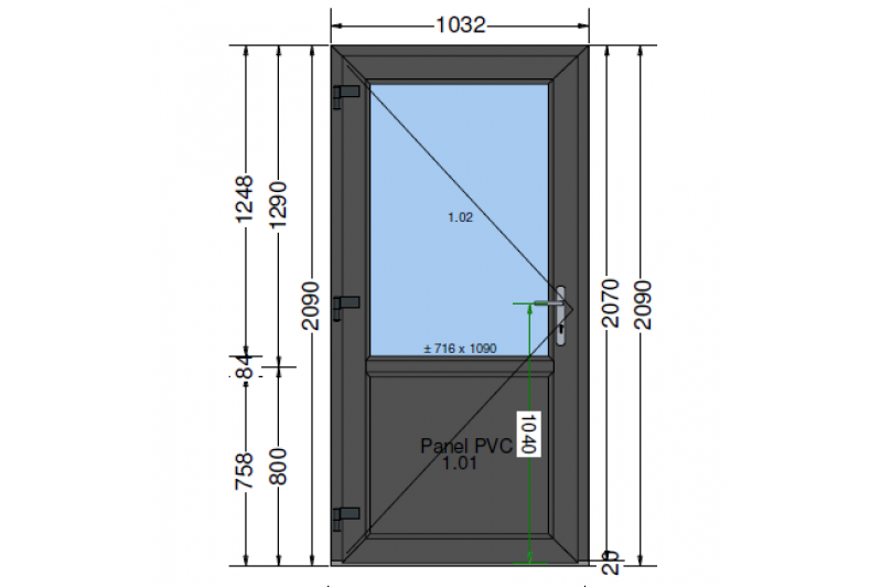 Drzwi PCV 1032 x 2090 Antracyt D2