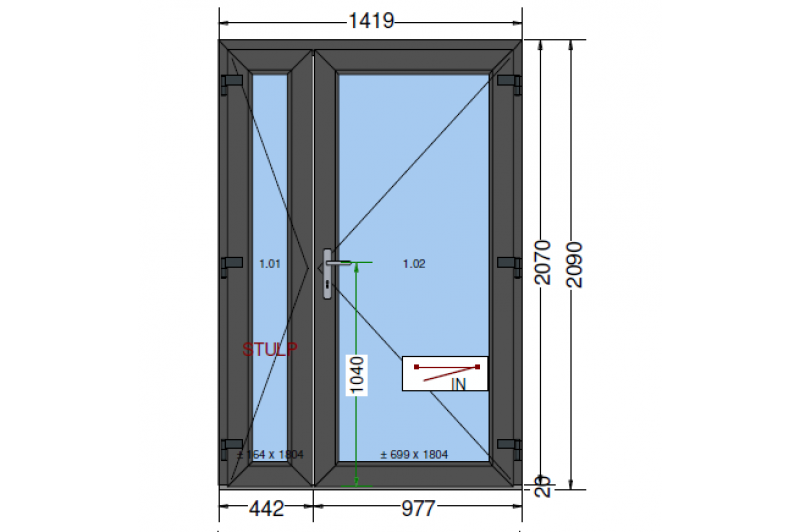 Drzwi PCV 1419 x 2090 Antracyt D10