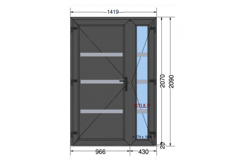 Drzwi PCV 1419 x 2090 Antracyt D5