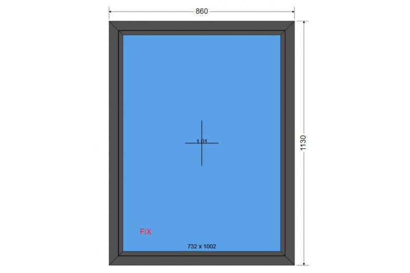 Okno 860 x 1130 FIX Antracyt