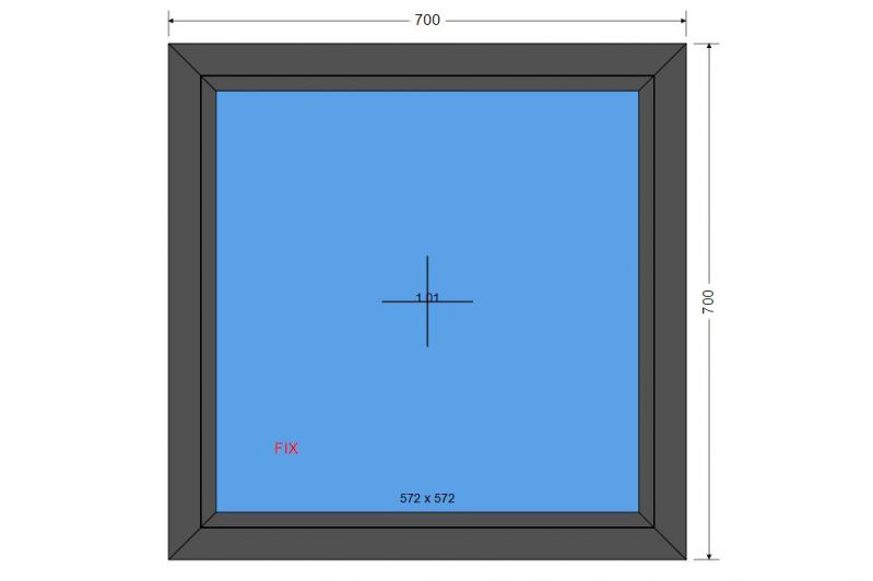 Okno 700 x 700 FIX Antracyt