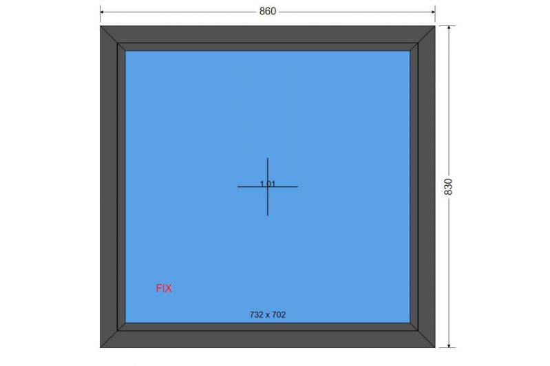 Okno 860 x 830 FIX Antracyt