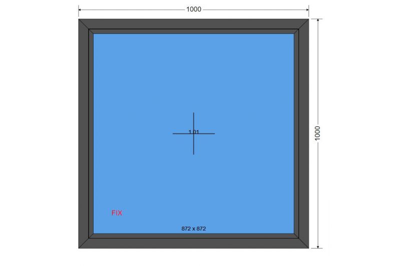 Okno 1000 x 1000 FIX Antracyt
