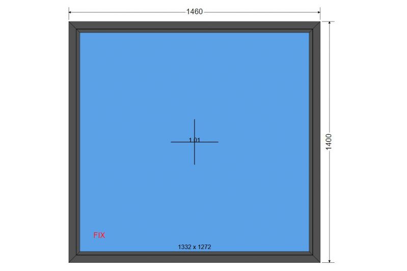Okno 1460 x 1400 FIX Antracyt