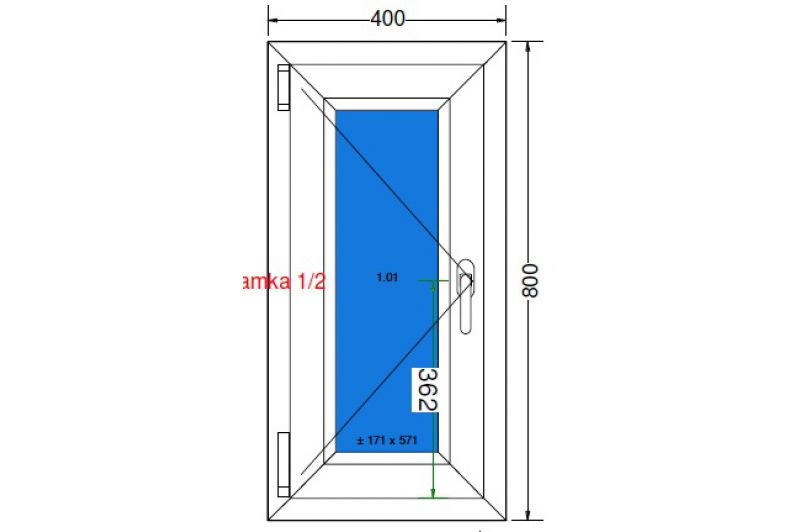 Okno Rozwierne 400 x 800 Białe UK