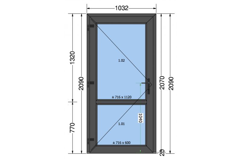Drzwi PCV 1032 x 2090 Antracyt D8