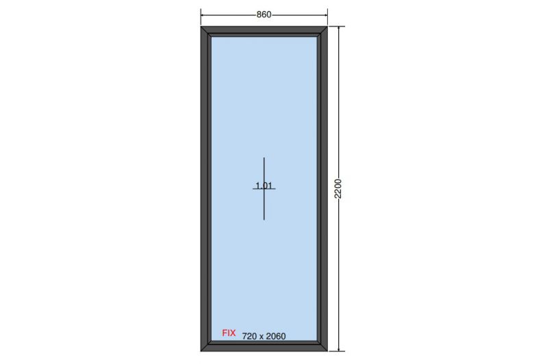 Okno 860 x 2200 FIX Antracyt